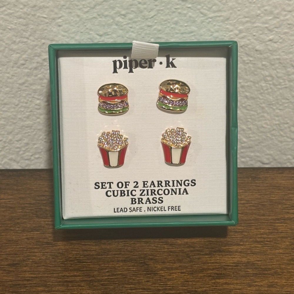 Piper K Gold and Red Earrings Set